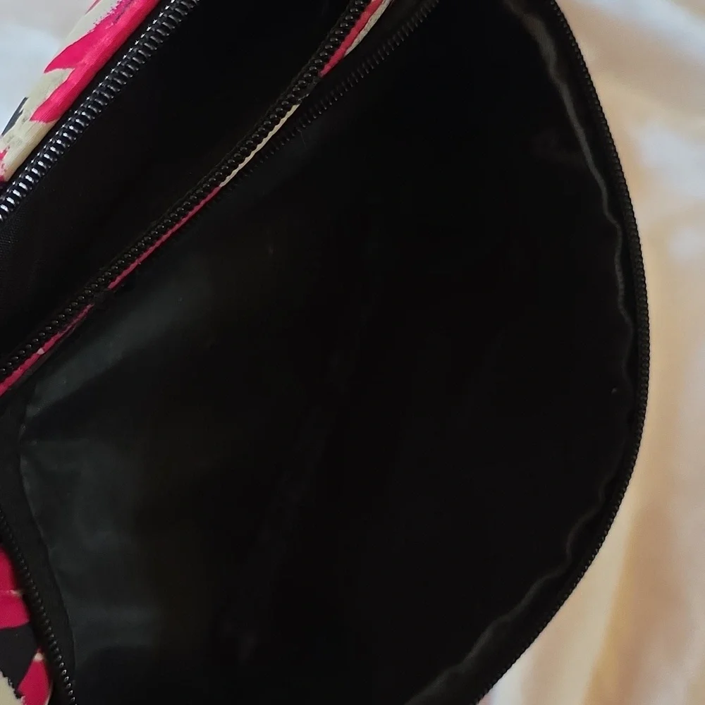 Chic Floral Nicole Miller Cosmetic Bag - Pink and Black